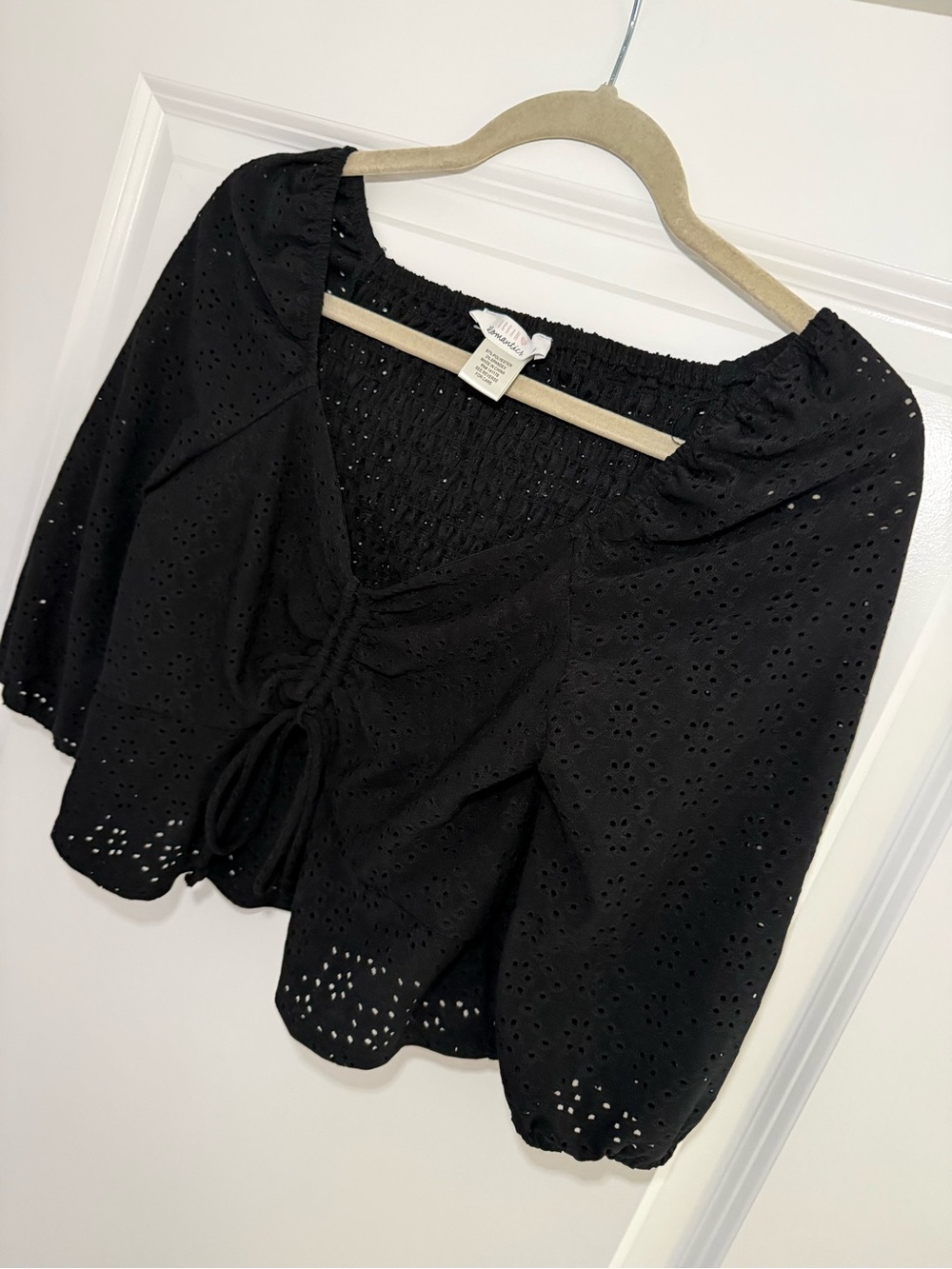 Urban Romantics Black Ruched Front Smocked Shirt